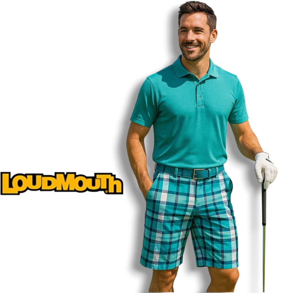 Loudmouth Men's Teal Plaid 11" Golf Shorts